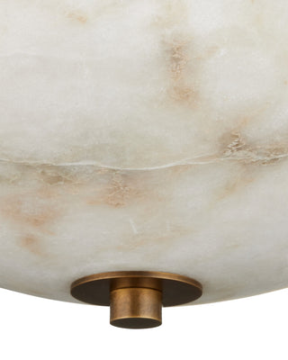 Volterra Two Light Semi-Flush Mount in Natural / Antique Brass