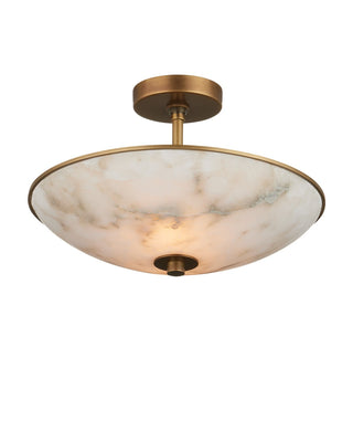 Volterra Two Light Semi-Flush Mount in Natural / Antique Brass