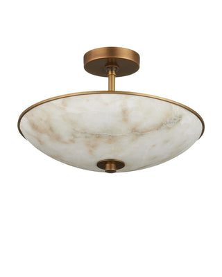 Volterra Two Light Semi-Flush Mount in Natural / Antique Brass