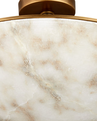 Volterra Two Light Semi-Flush Mount in Natural / Antique Brass