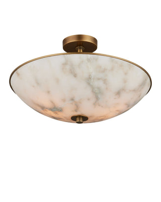 Volterra Two Light Semi-Flush Mount in Natural / Antique Brass