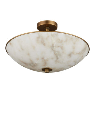Volterra Two Light Semi-Flush Mount in Natural / Antique Brass