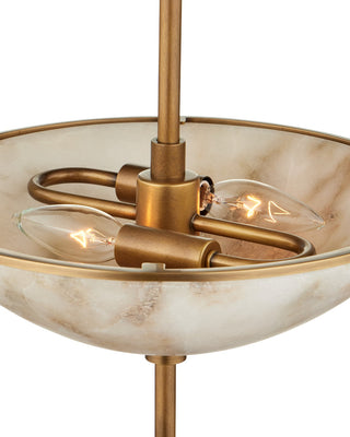 Volterra Six Light Chandelier in Natural / Antique Brass
