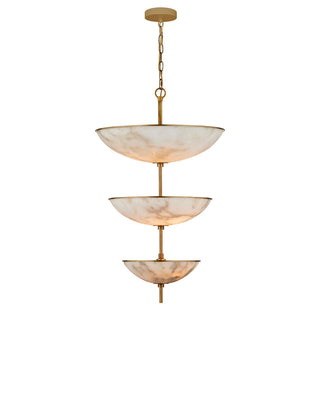 Volterra Six Light Chandelier in Natural / Antique Brass
