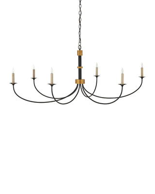 Lawton Six Light Chandelier in Satin Black / Contemporary Gold Leaf