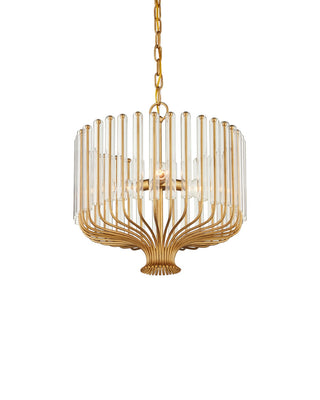 Faraday Three Light Chandelier in Brushed Brass / Clear