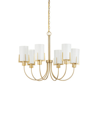 Macklin Six Light Chandelier in Brass / White