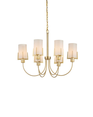 Macklin Six Light Chandelier in Brass / White