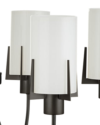Macklin Six Light Chandelier in Oil Rubbed Bronze / White