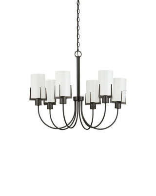 Macklin Six Light Chandelier in Oil Rubbed Bronze / White