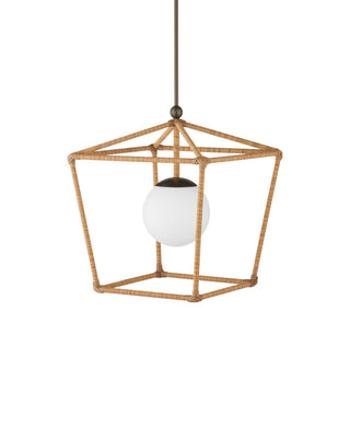 Denison One Light Outdoor Lantern in Natural / Bronze / Frosted White