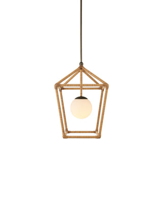 Denison Two Light Outdoor Lantern in Natural / Bronze / Frosted White