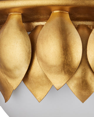 Paestum LED Flush Mount in Antique Gold Leaf / Antique Gold / Sugar White