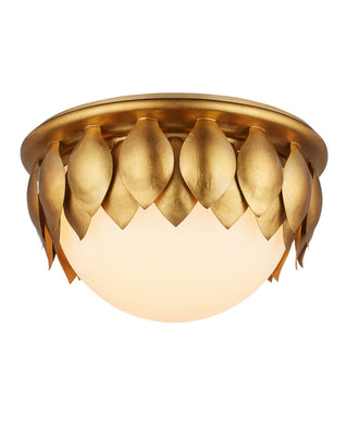 Paestum LED Flush Mount in Antique Gold Leaf / Antique Gold / Sugar White