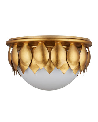 Paestum LED Flush Mount in Antique Gold Leaf / Antique Gold / Sugar White