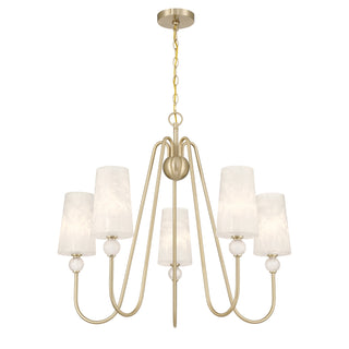 Sheldon Five Light Chandelier in Noble Brass