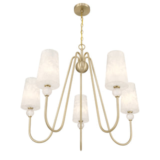 Sheldon Five Light Chandelier in Noble Brass
