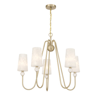 Sheldon Five Light Chandelier in Noble Brass