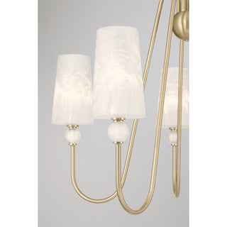 Sheldon Five Light Chandelier in Noble Brass