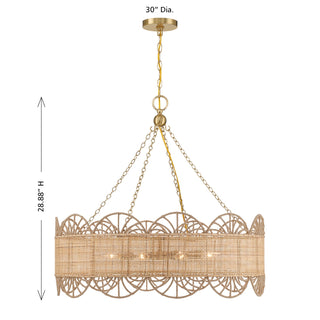 Shawnee Eight Light Chandelier in Warm Brass