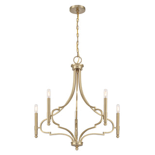 Woodlawn Five Light Chandelier in Noble Brass