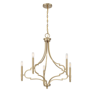 Woodlawn Five Light Chandelier in Noble Brass