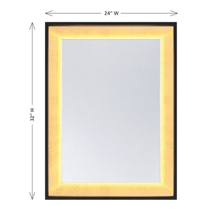 Corvalis LED Mirror in Sand Black and Gold Leaf