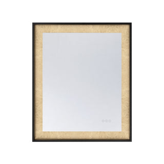 Corvalis LED Mirror in Sand Black and Gold Leaf