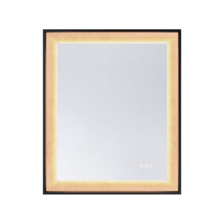 Corvalis LED Mirror in Sand Black and Gold Leaf