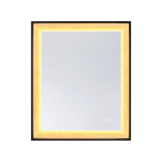 Corvalis LED Mirror in Sand Black and Gold Leaf