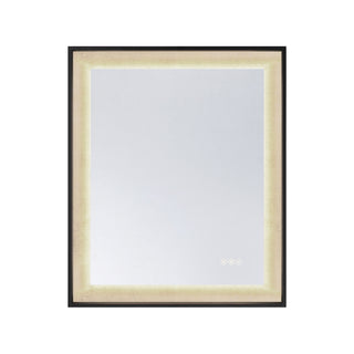 Corvalis LED Mirror in Sand Black and Gold Leaf