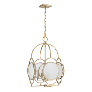 Damen Four Light Pendant in Noble Brass