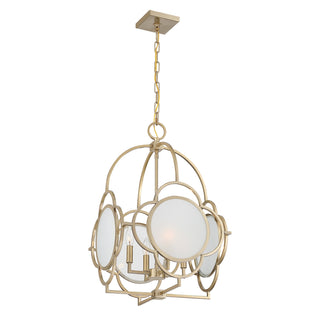 Damen Four Light Pendant in Noble Brass