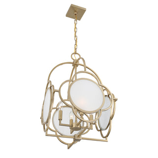 Damen Four Light Pendant in Noble Brass