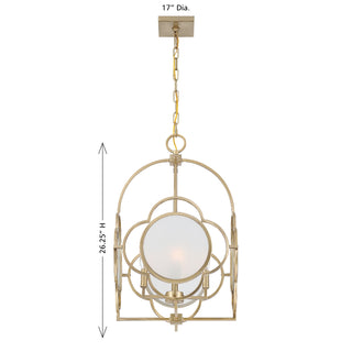 Damen Four Light Pendant in Noble Brass
