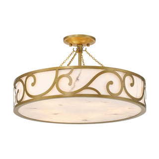Halstead Six Light Semi-Flush Mount in Antique Patina