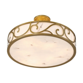 Halstead Six Light Semi-Flush Mount in Antique Patina