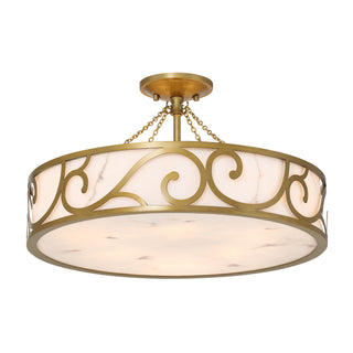 Halstead Six Light Semi-Flush Mount in Antique Patina
