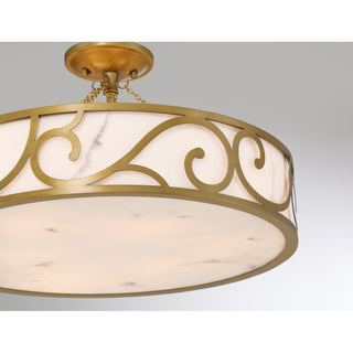 Halstead Six Light Semi-Flush Mount in Antique Patina