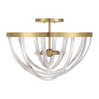 Jennings Four Light Semi-Flush Mount in Warm Brass