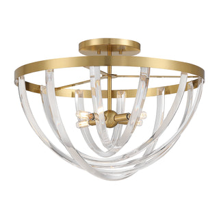 Jennings Four Light Semi-Flush Mount in Warm Brass