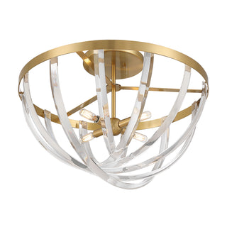 Jennings Four Light Semi-Flush Mount in Warm Brass