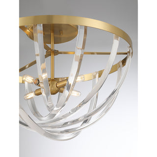 Jennings Four Light Semi-Flush Mount in Warm Brass