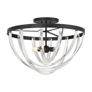 Jennings Four Light Semi-Flush Mount in Matte Black