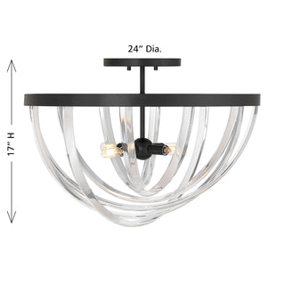 Jennings Four Light Semi-Flush Mount in Matte Black