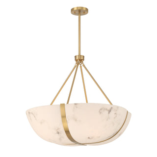 Chalfont Four Light Pendant in Warm Brass