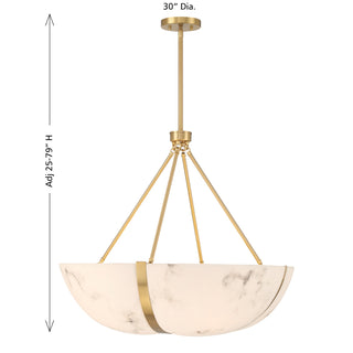 Chalfont Four Light Pendant in Warm Brass