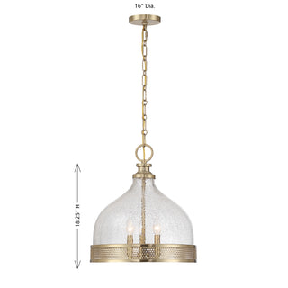 Stern Three Light Pendant in Noble Brass