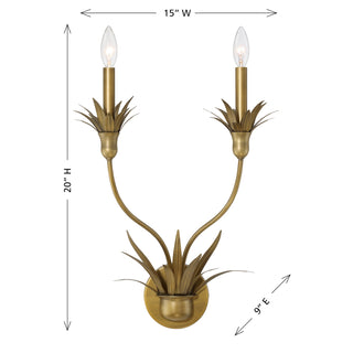 Strathmore Two Light Wall Sconce in Antique Patina