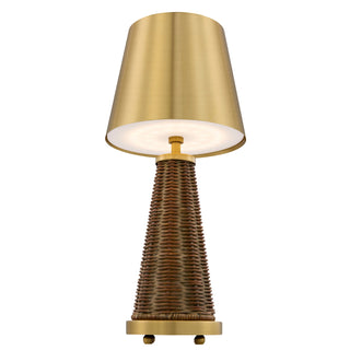 Hazel LED Table Lamp in Brass and Rattan